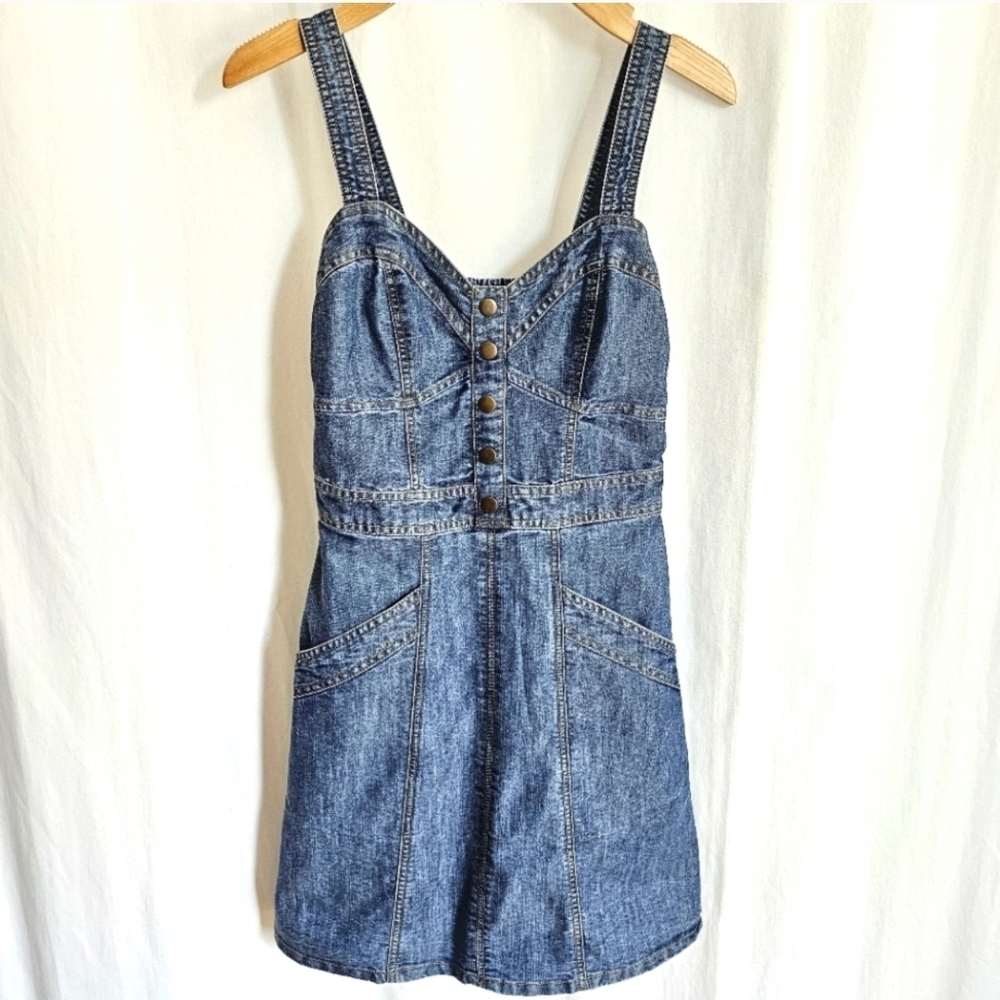 Japna Blue Denim Overall Mini Dress